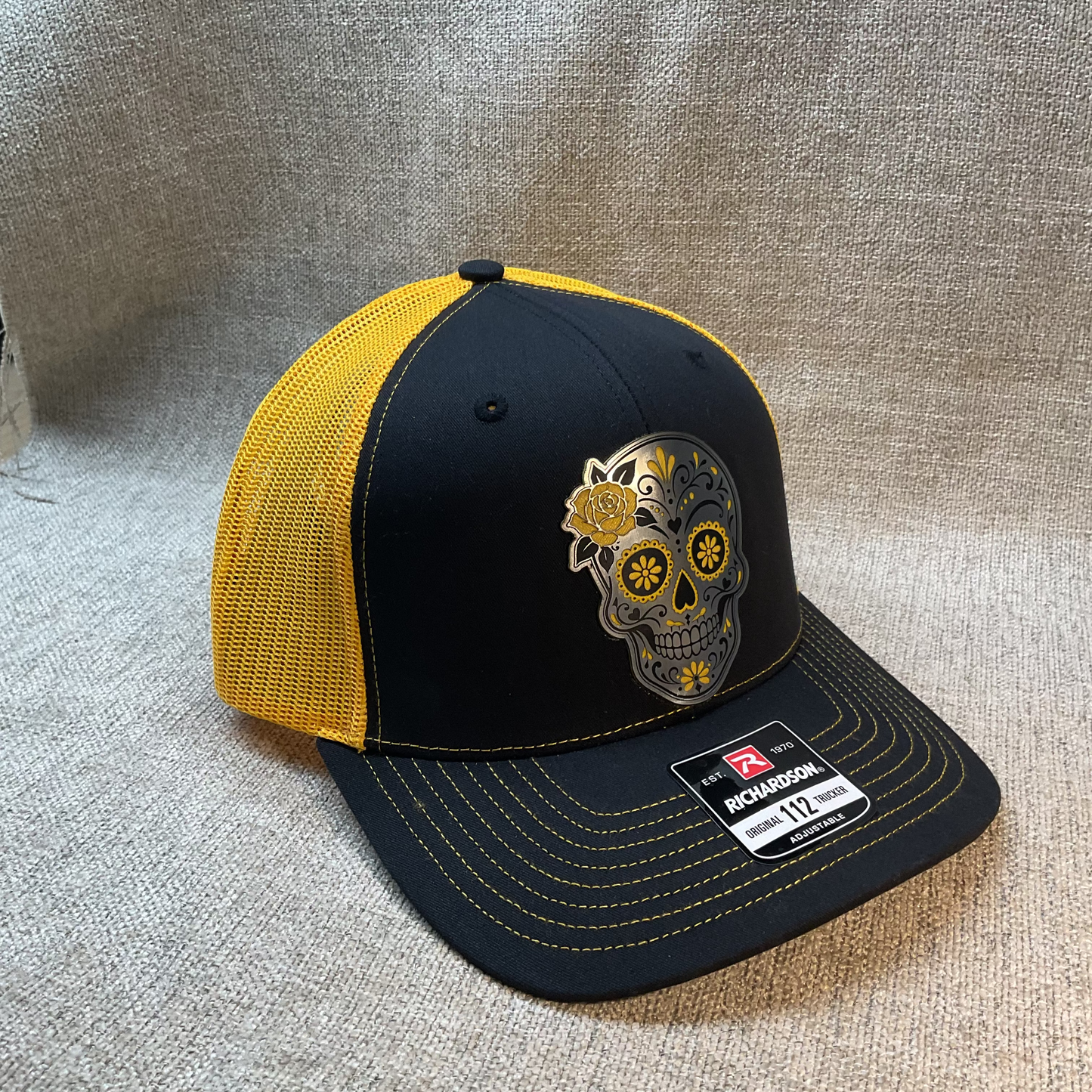Off the Shelf Richardson 112 Original Trucker Black/Yellow Sugar Skull