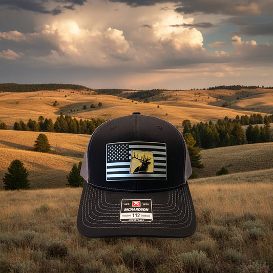 Off The Shelf Richardson 112 Trucker W/Patch Black/Heather Grey