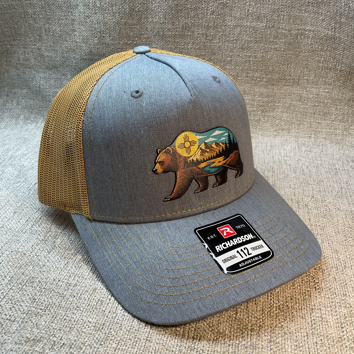 Off The Shelf Richardson 112 Trucker W/Patch Heather Grey/Gold